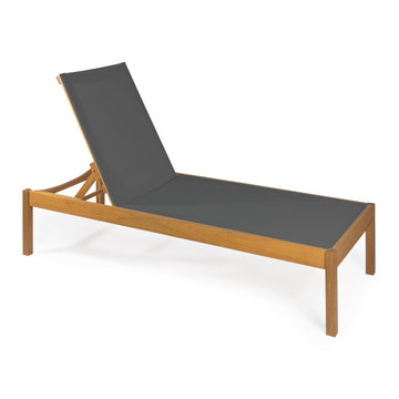 Lagunan 77.56"x26.38" Modern Minimalist Adjustable Acacia Wood Chaise Outdoor Lounge Chair - JONATHAN Y